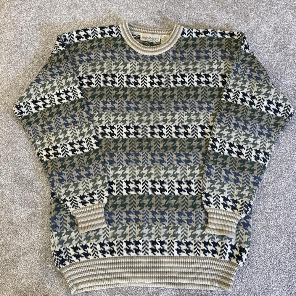 Vintage Blake & Manley Knit Sweater Large Classic Retro Pullover Cozy Style